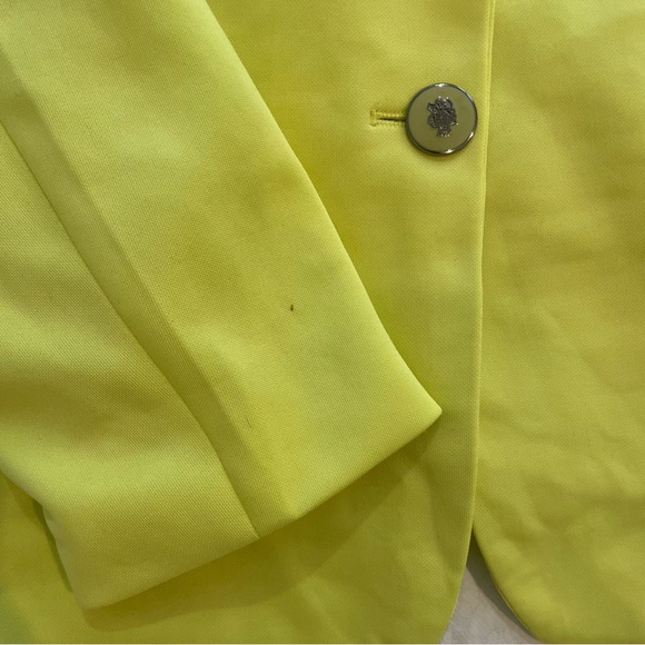 Zara Neon Yellow/Green Jacket Blazer Lightly Padded Shoulders Classic Colorful - Picture 7 of 8